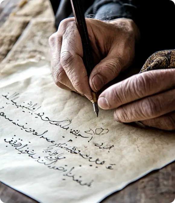 Closeup of a hand writing on paper with a pen